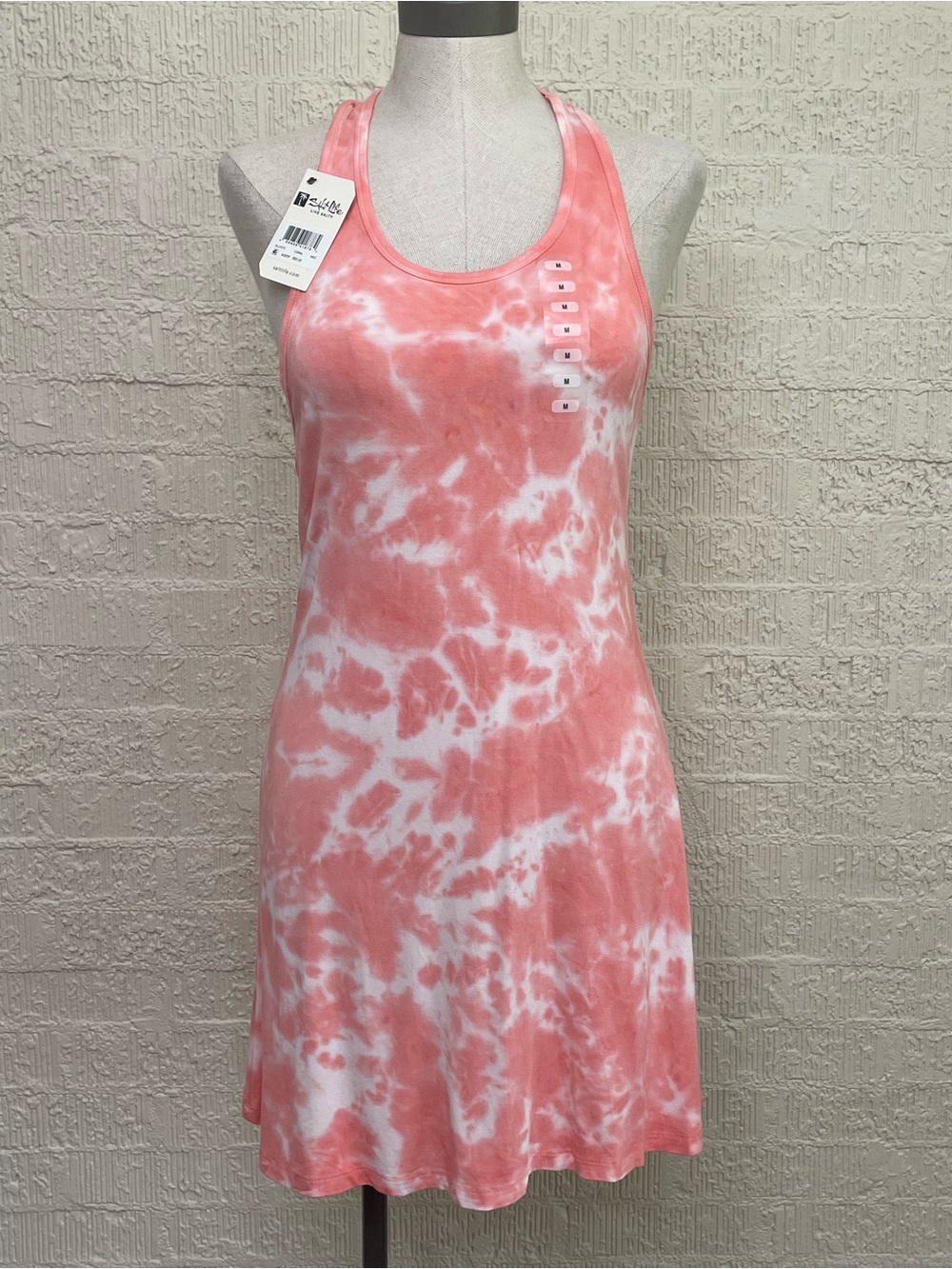 Salt Life Coral and White Tie-Dye Razorback Tank Dress